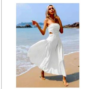 Cut Out Waist Ruched Tube Dress